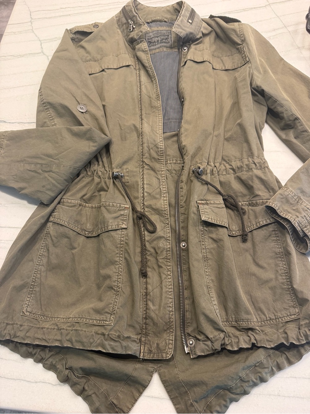 Levi's Olive Utility Drawstring Anorak Jacket